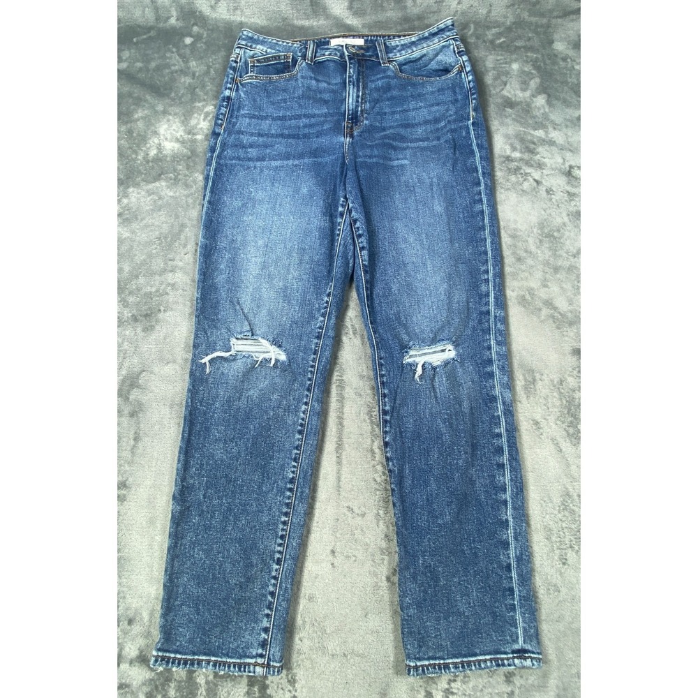 Willow Root Jeans Womens 31 Blue Distressed High Rise Mom Denim Pants Whisker